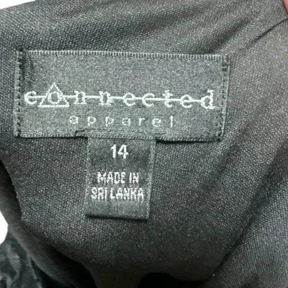 BLACK CAP SLEEVE FORMAL SEQUENCE RUFFLED APPLIQUE GOWN SIZE 14 - Picture 3 of 13